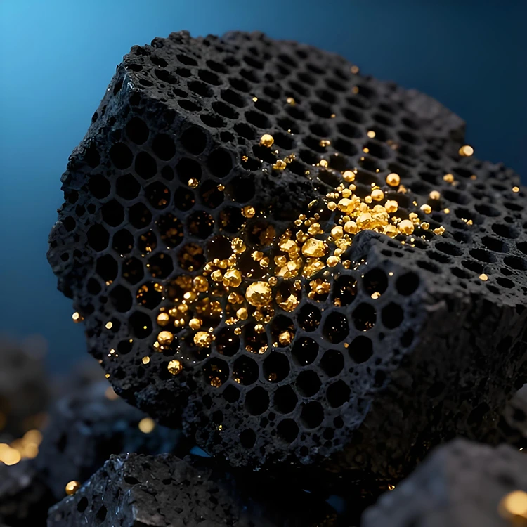 Carbone di gusci di cocco con valore di iodio 1000 per il recupero dell'oro