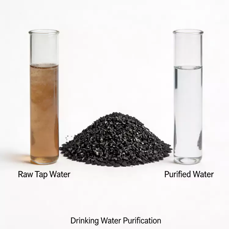 Purificazione dell'acqua potabile Guscio di cocco Carbonio