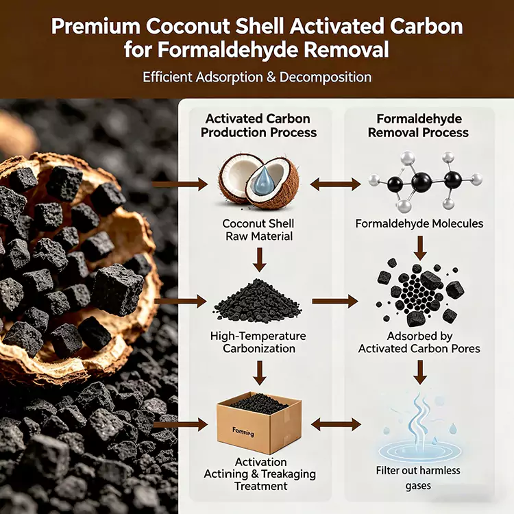 Rimozione della formaldeide Carbonio del guscio di noce di cocco